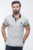 Avoir Envie Striped Men's Polo Neck Beige, Black T-Shirt