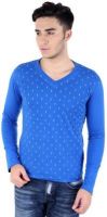 Bigidea Printed Men's V-neck Blue T-Shirt
