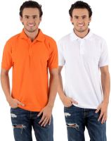 Blaze Solid Men's Polo Neck Multicolor T-Shirt(Pack of 2)