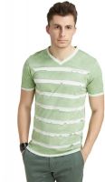 Breakbounce Striped Men's V-neck Green T-Shirt