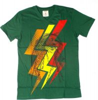 Burnout Printed Men's V-neck Green T-Shirt