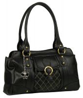 Butterflies Quilted Black Shoulder Bag