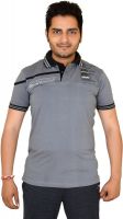 CKL Solid Men's Polo Neck Grey, Black T-Shirt