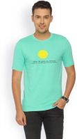 Campus Sutra Printed Men's Round Neck Green T-Shirt