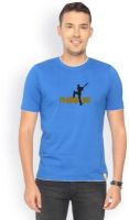 Campus Sutra Solid Men's Round Neck Blue T-Shirt