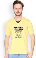 Campus Sutra Solid Men's V-neck Yellow T-Shirt