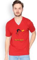 Campus Sutra Solid Men's V-neck Red T-Shirt