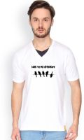 Campus Sutra Solid Men's V-neck White T-Shirt