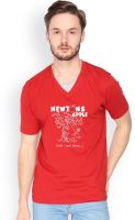 Campus Sutra Solid Men's V-neck Red T-Shirt