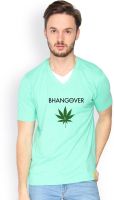 Campus Sutra Solid Men's V-neck Green T-Shirt