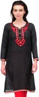 Cenizas Casual Embroidered Women's Kurti(Black)