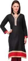 Cenizas Casual Solid Women's Kurti(Black)