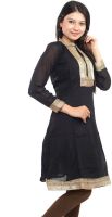 Cenizas Casual Solid Women's Kurti(Black)