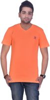 Colors and Blends Solid Men's V-neck Orange T-Shirt