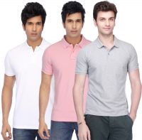 Concepts Solid Men's Polo Neck Multicolor T-Shirt(Pack of 3)