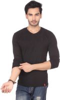 DXI Solid Men's V-neck Black T-Shirt
