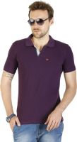 Duke Stardust Solid Men's Polo Neck Purple T-Shirt
