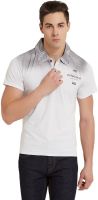 Elaborado Printed Men's Polo Neck White, Black T-Shirt