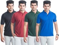 Eprilla Solid Men's Polo Neck Multicolor T-Shirt(Pack of 4)