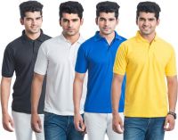 Eprilla Solid Men's Polo Neck Multicolor T-Shirt(Pack of 4)