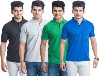 Eprilla Solid Men's Polo Neck Multicolor T-Shirt(Pack of 4)