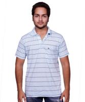 Fanatic Self Design Men's Polo Neck White T-Shirt
