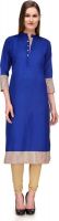 Fashigo Casual Embroidered Women's Kurti(Blue)