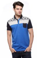 Fasnoya Printed Men's Polo Neck Blue T-Shirt