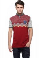 Fasnoya Printed Men's Polo Neck Red T-Shirt