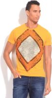 Flippd Printed Men's Round Neck Yellow T-Shirt