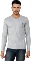 Free Spirit Solid Men's V-neck Grey T-Shirt