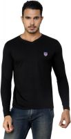Free Spirit Solid Men's V-neck Black T-Shirt