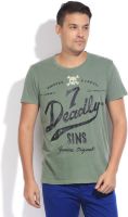 French Connection Printed Men's Round Neck Green T-Shirt