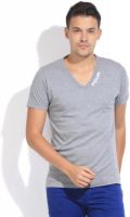 French Connection Solid Men's V-neck Grey T-Shirt