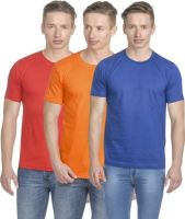 Fundoo-T Solid Men's Round Neck Multicolor T-Shirt(Pack of 3)