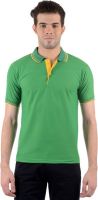 Gdivine Self Design Men's Polo Neck Green T-Shirt