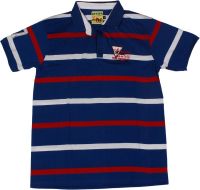 Getzen Striped Men's Polo Neck Blue T-Shirt