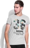 Harvard Printed Men's Round Neck Grey T-Shirt