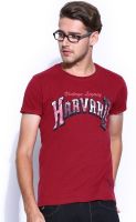 Harvard Printed Men's Round Neck Red T-Shirt