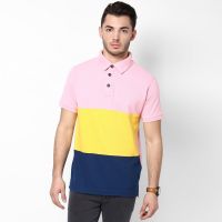 Haute Couture Striped Men's Polo Neck Multicolor T-Shirt