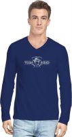 Hueman Printed Men's V-neck Dark Blue T-Shirt