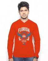 Hueman Printed Men's V-neck Red T-Shirt