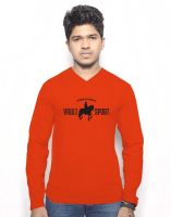 Hueman Printed Men's V-neck Red T-Shirt
