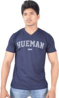 Hueman Printed Men's V-neck Dark Blue T-Shirt