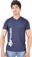 Hueman Printed Men's V-neck Dark Blue T-Shirt