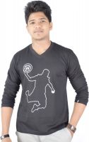 Hueman Printed Men's V-neck Black T-Shirt