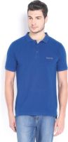 Hurray Solid Men's Polo Neck Blue T-Shirt