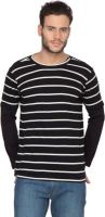 Hypernation Striped Men's Round Neck Black, White T-Shirt