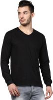 Inkovy Solid Men's V-neck Black T-Shirt