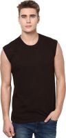 Izinc Solid Men's Round Neck Brown T-Shirt